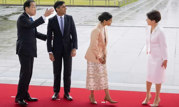 ‘We’re not going away’: Rishi Sunak arrives for G7 as UK unveils new Russia sanctions